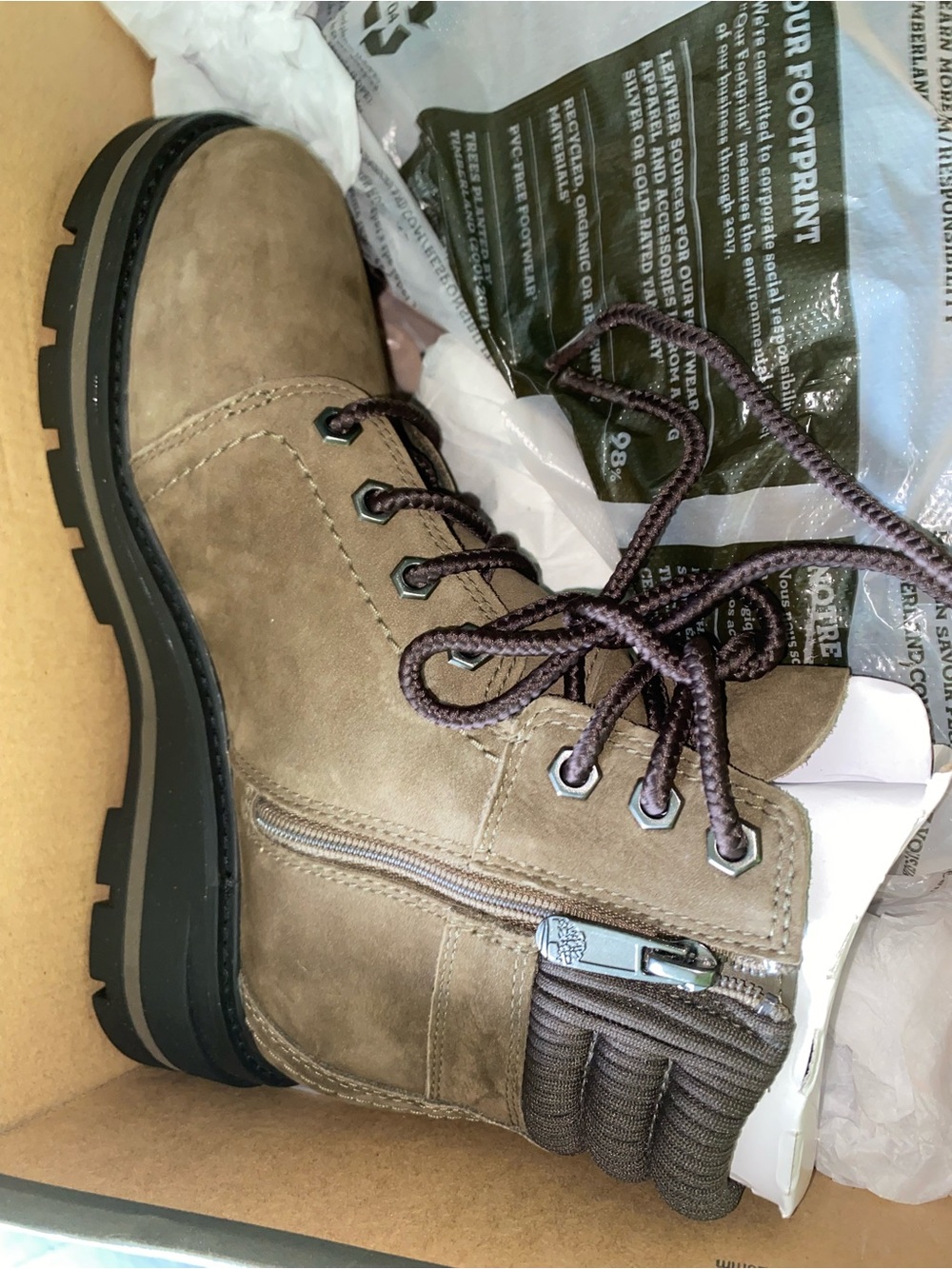 Timberland Women’s  Brown Lace-Up Side-Zip Ankle Boots